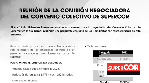 Reunión de la comisión negociadora del convenio colectivo de Supercor