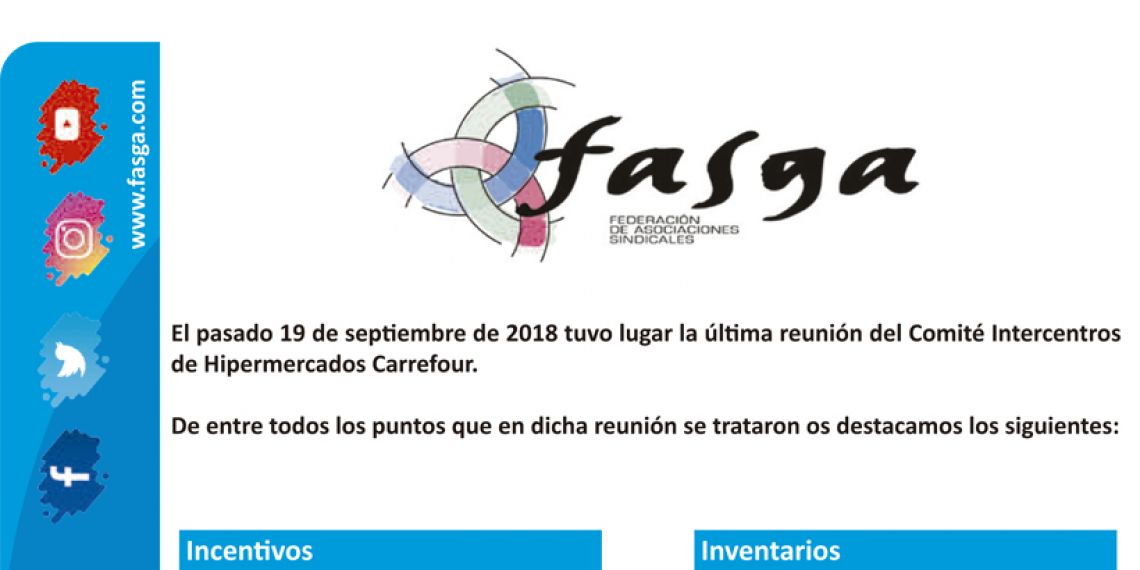 Hoja informativa del Comité Intercentros de Carrefour del día 19 de septiembre