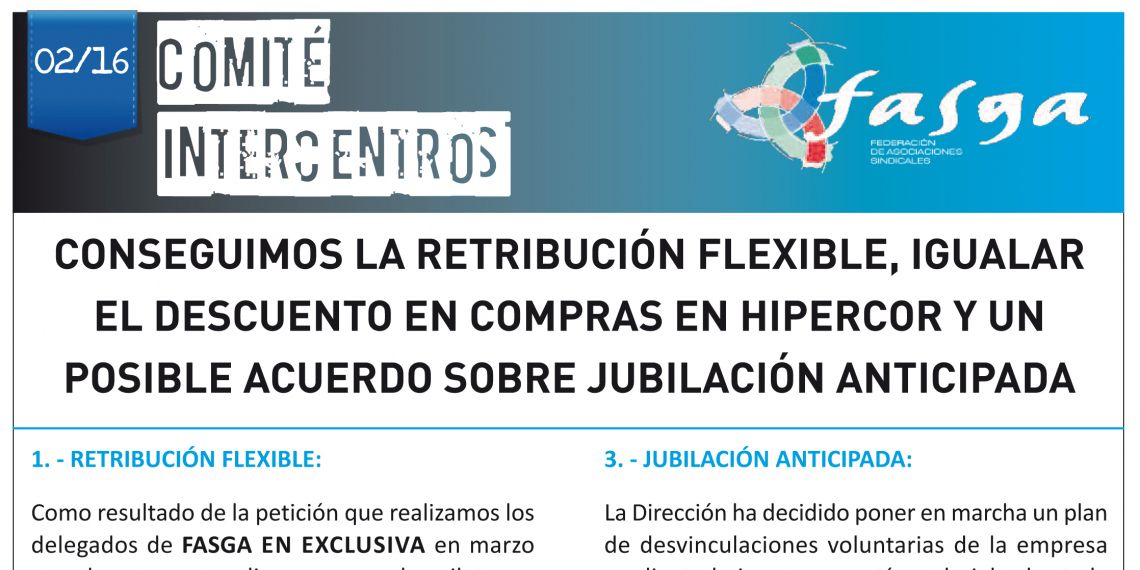 Hoja informativa última reunión Comités Intercentros El Corte Inglés e Hipercor