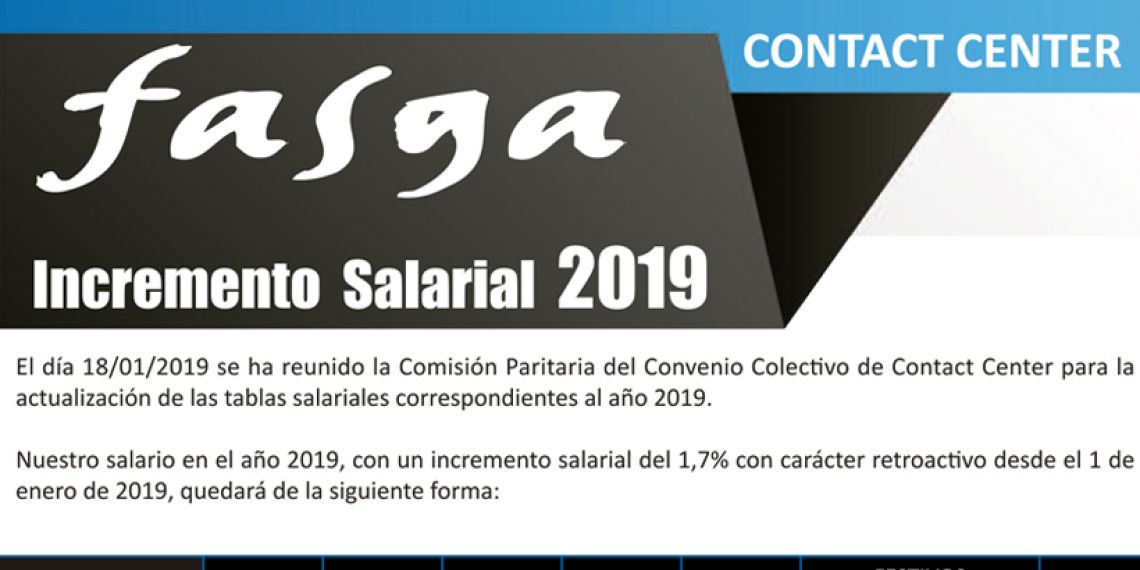 Incremento salarial 2019 en Contact Center