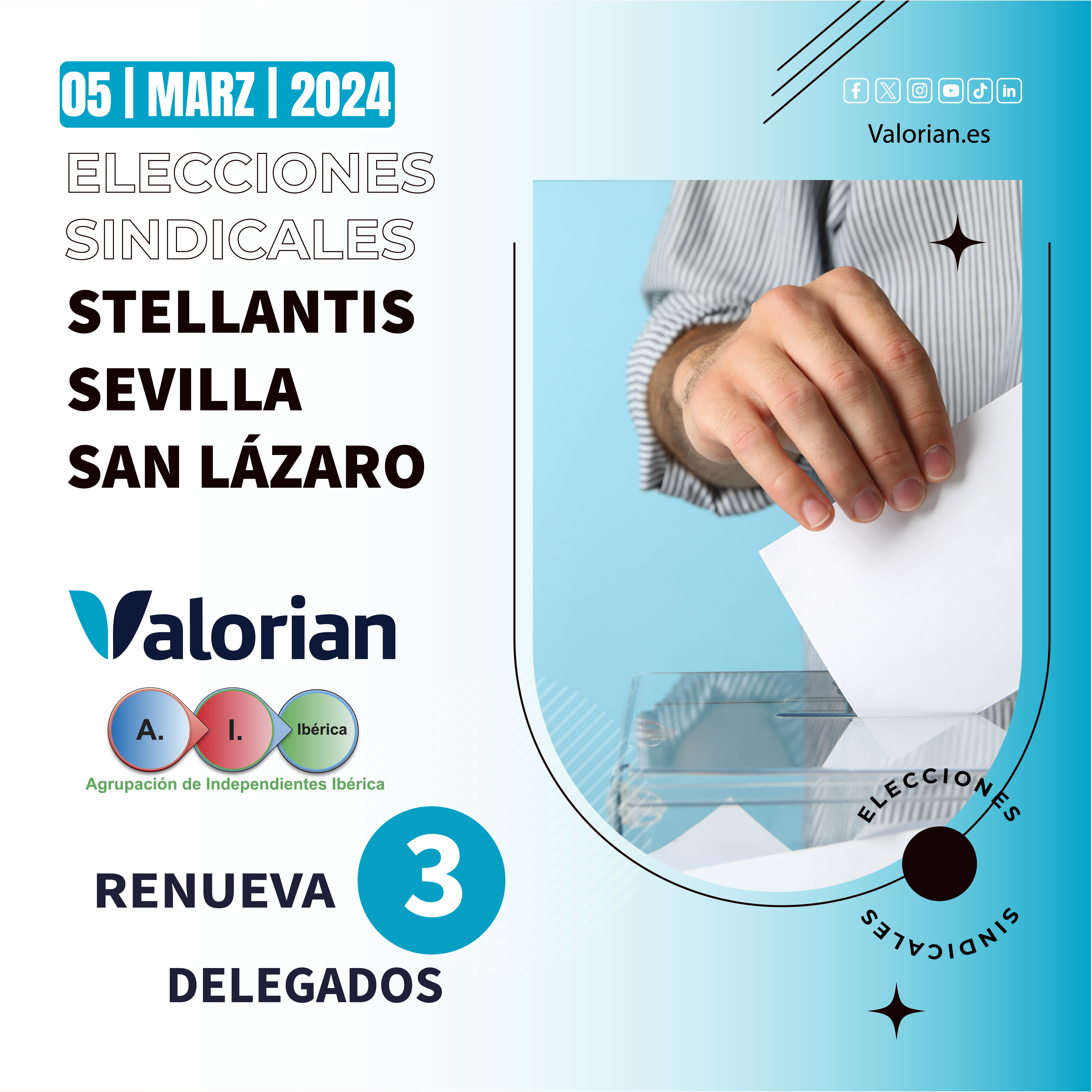 Valorian renueva 3 delegados en las EESS de Stellantis Sevilla San Lázaro