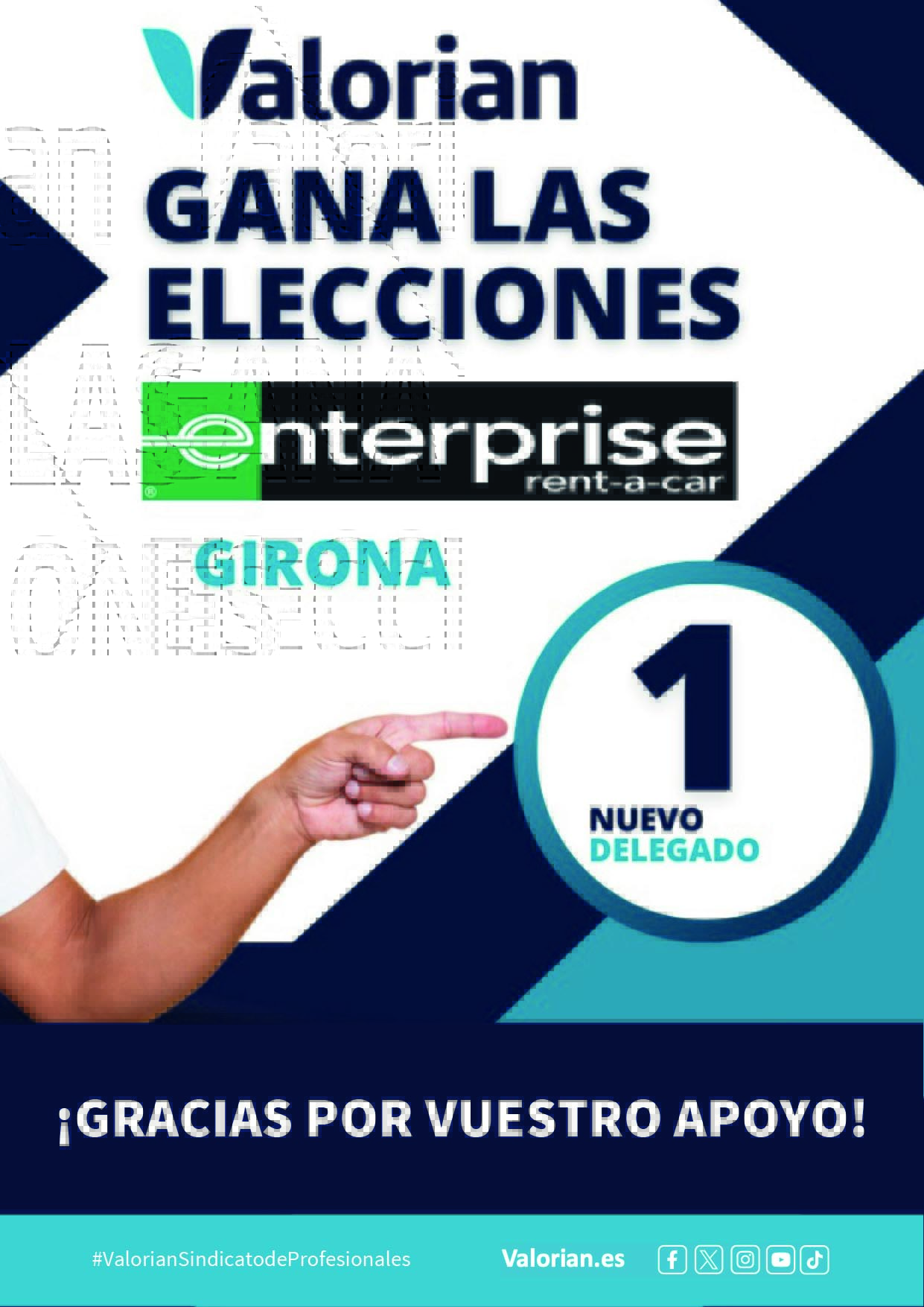 Valorian gana las elecciones sindicales en Enterprise Rent a Car en Girona
