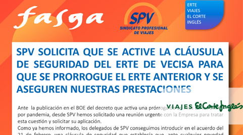 SPV solicita que se active la cláusula de seguridad del ERTE de VECISA para que se prorrogue el ERTE anterior y se aseguren nuestras prestaciones