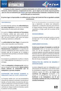 Hoja informativa reunión Comité Intercentros El Corte Inglés