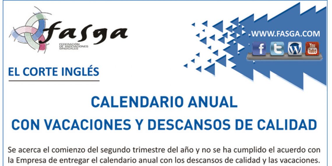 El Corte Inglés: Calendario anual con vacaciones y descansos de calidad