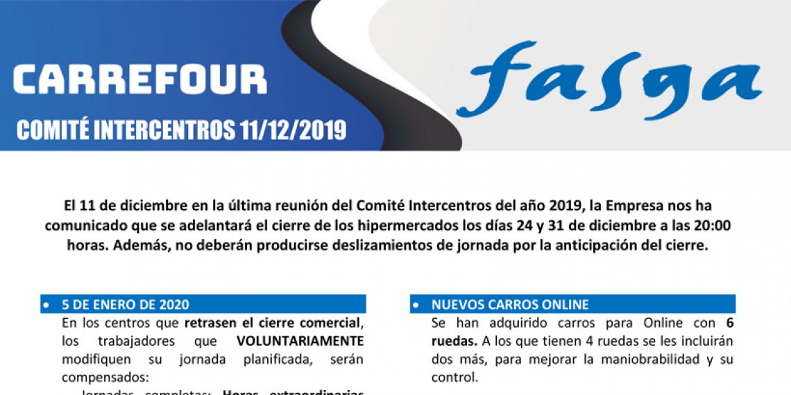 Reunión Comité Intercentros Carrefour 11 de diciembre