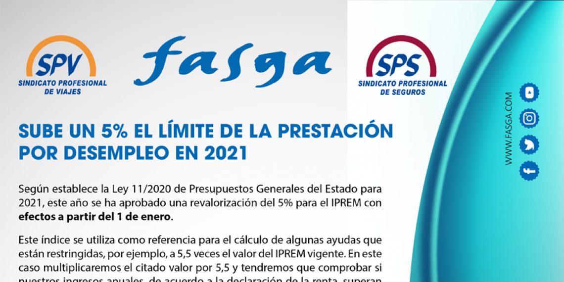 SUBE UN 5% EL LÍMITE DE LA PRESTACIÓN POR DESEMPLEO EN 2021