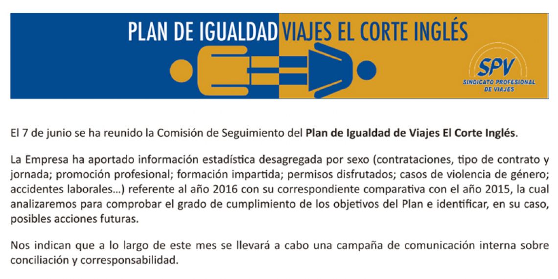 Reunión de la Comisión de Seguimiento del Plan de Igualdad de la Empresa Viajes El Corte Inglés