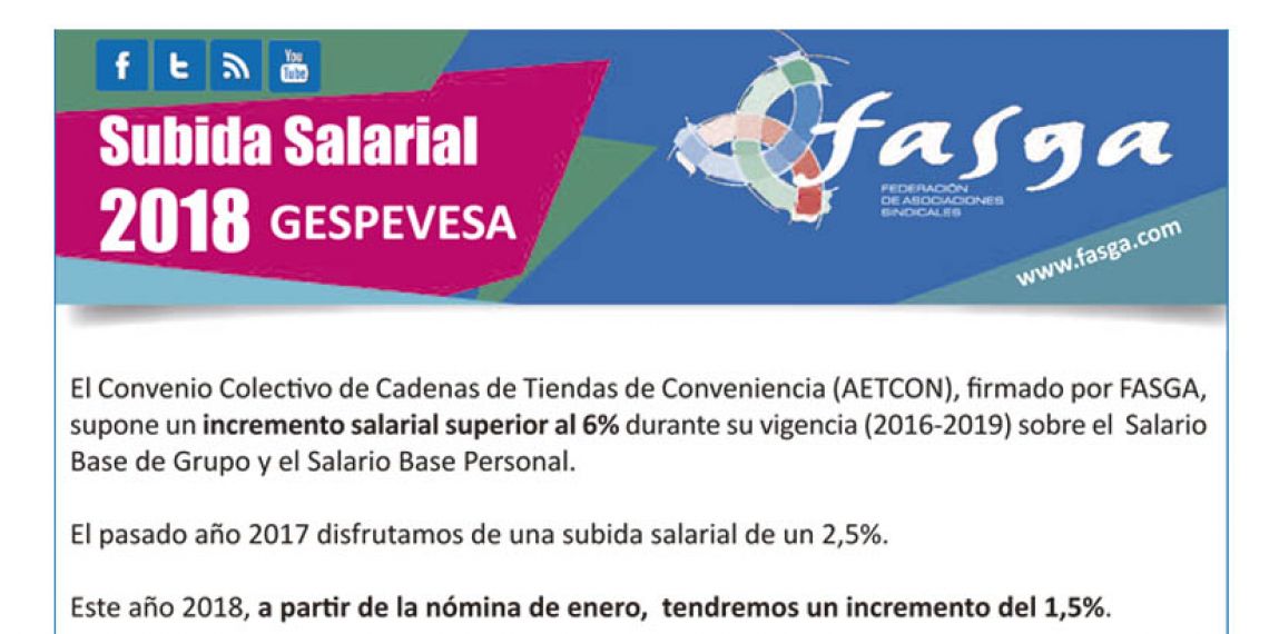 Subida salarial Gespevesa 2018