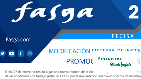 Modificación sistema de incentivos Promoción y gestión en Financiera El Corte Inglés
