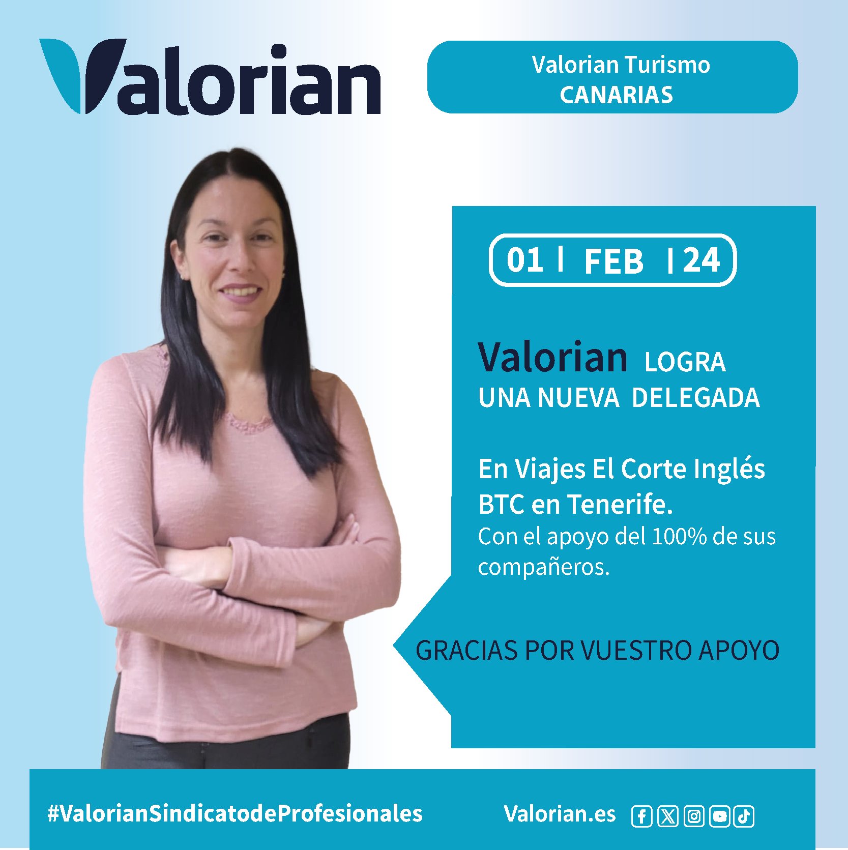 Valorian logra una nueva delegada en Viajes El Corte Inglés BTC en Tenerife