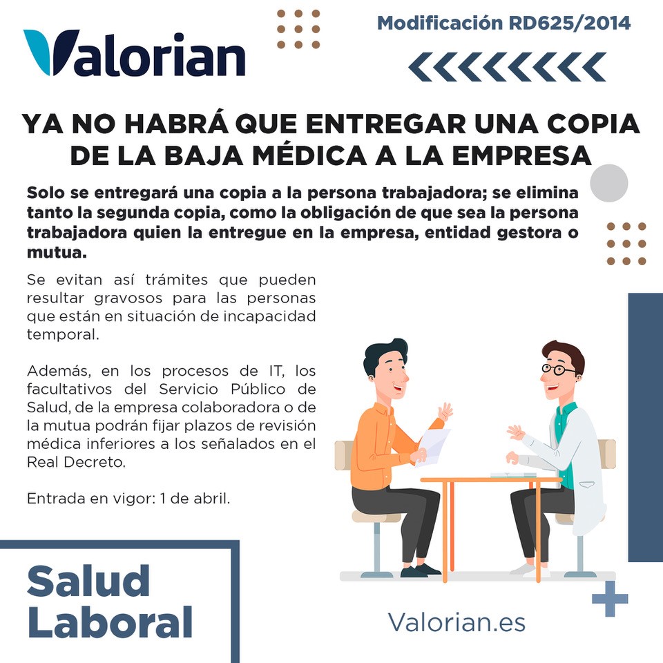Ya no habrá que entregar una copia de la baja médica a la empresa