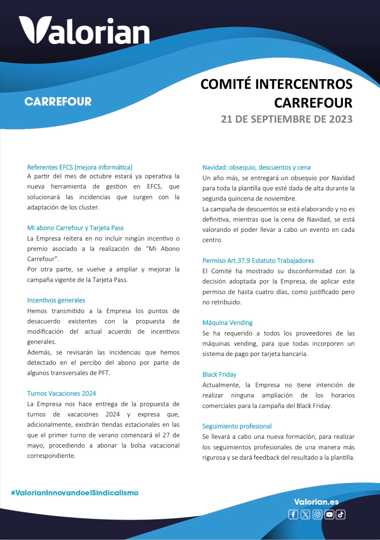 Comité Intercentros Carrefour 21 de septiembre