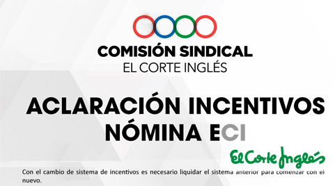 Comisión Sindical El Corte Inglés: Aclaración incentivos nómina ECI