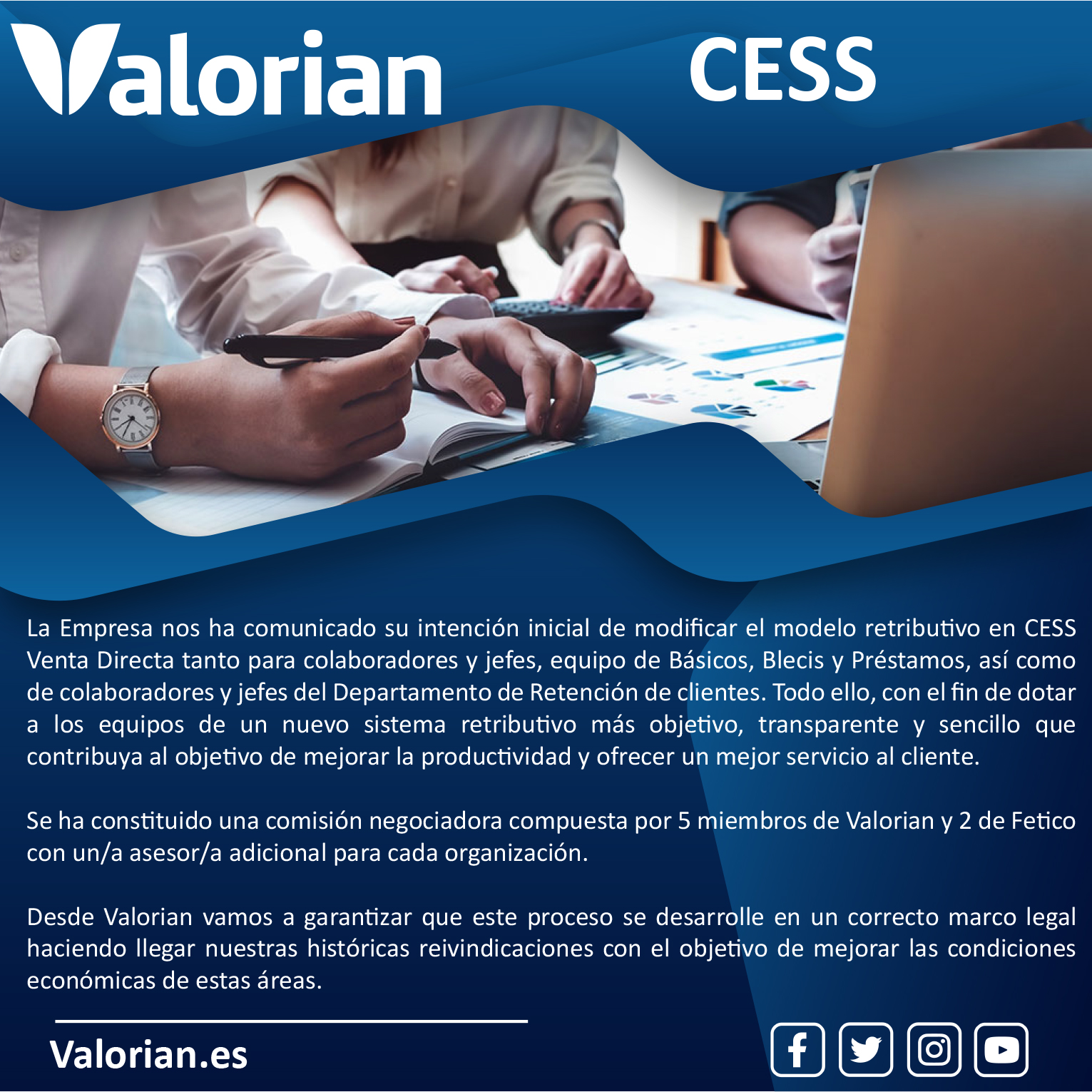 Modificación del modelo retributivo en CESS Venta Directa en CESS