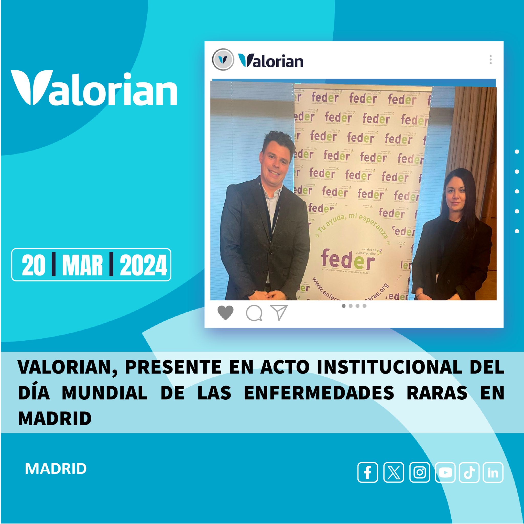 Valorian, presente en acto institucional del Día Mundial de las Enfermedades Earas en Madrid