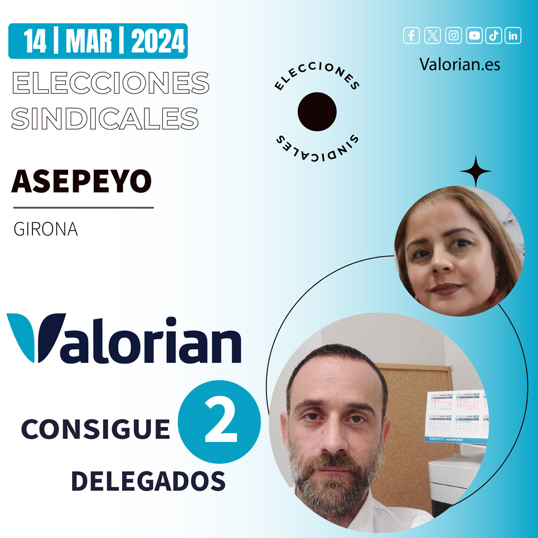 Valorian obtiene dos delegados en las EESS de Asepeyo en Girona