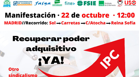 El sindicalismo independiente convoca manifestación en Madrid para reclamar la recuperación del poder adquisitivo perdido
