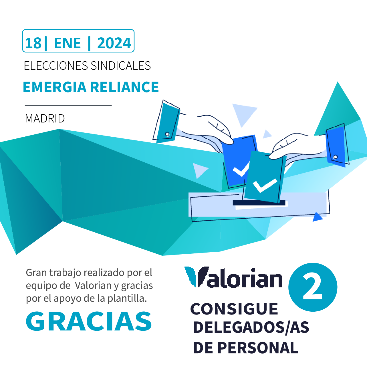Valorian consigue dos nuevos delegados de personal en Emergia Reliance en Madrid