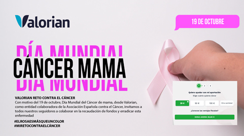 Colabora con #MiRetoContraElCáncer de Valorian 19 de octubre, Día mundial del cancer de mama