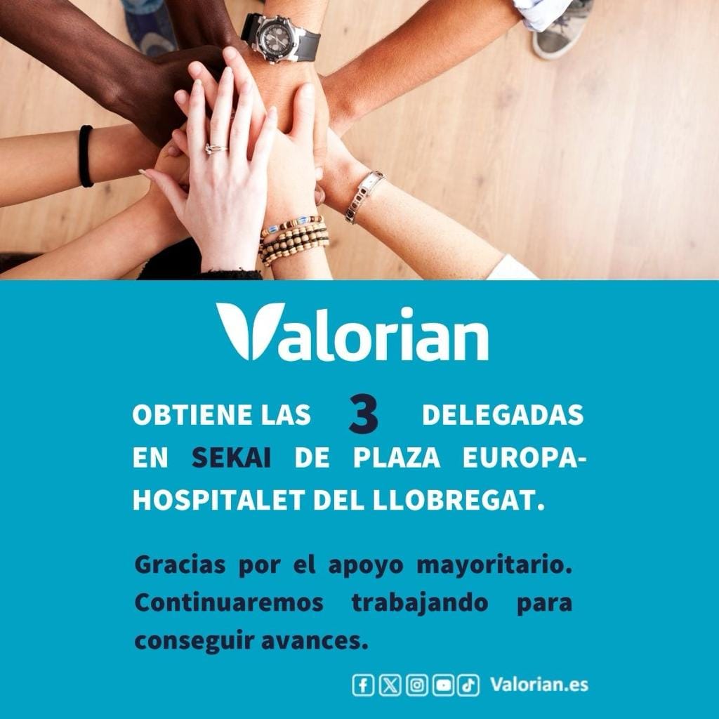 Valorian obtiene 3 delegadas en SEKAI de Plaza Europa-Hospitalet De Llobregat