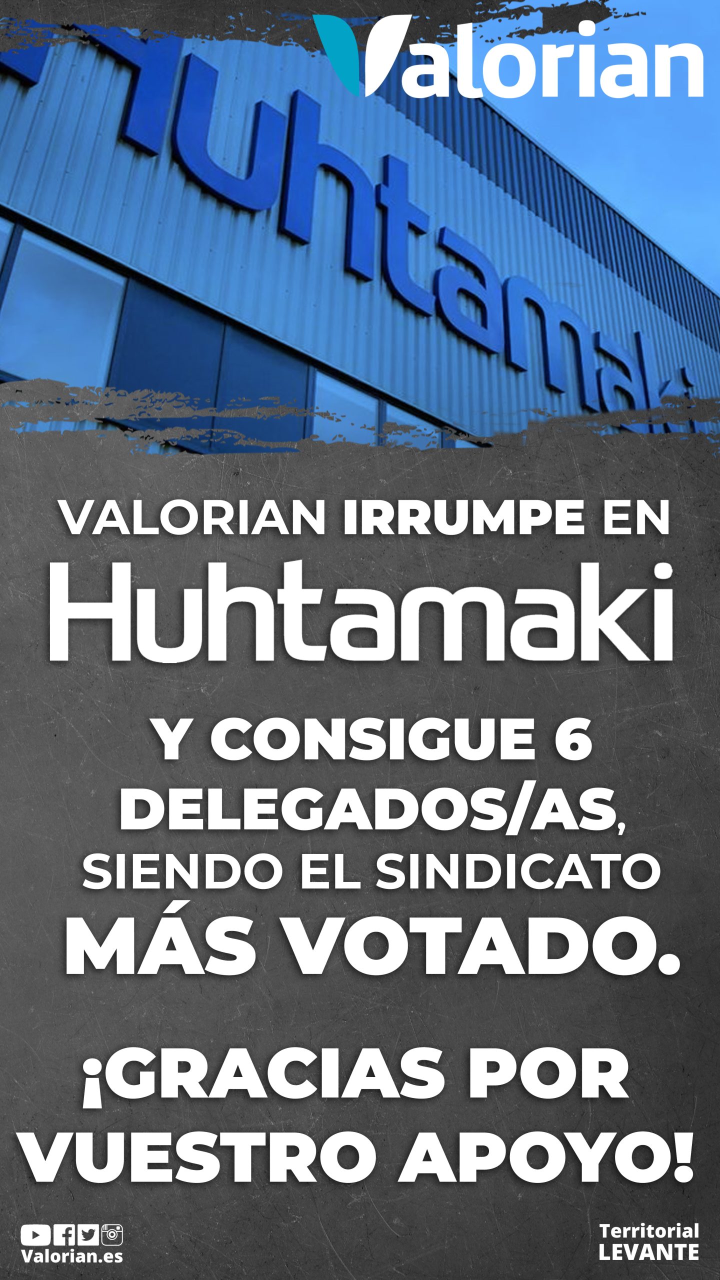 Valorian es el sindicato más votado y logra 6 delegados en las EESS de Huttamaki en Castellón