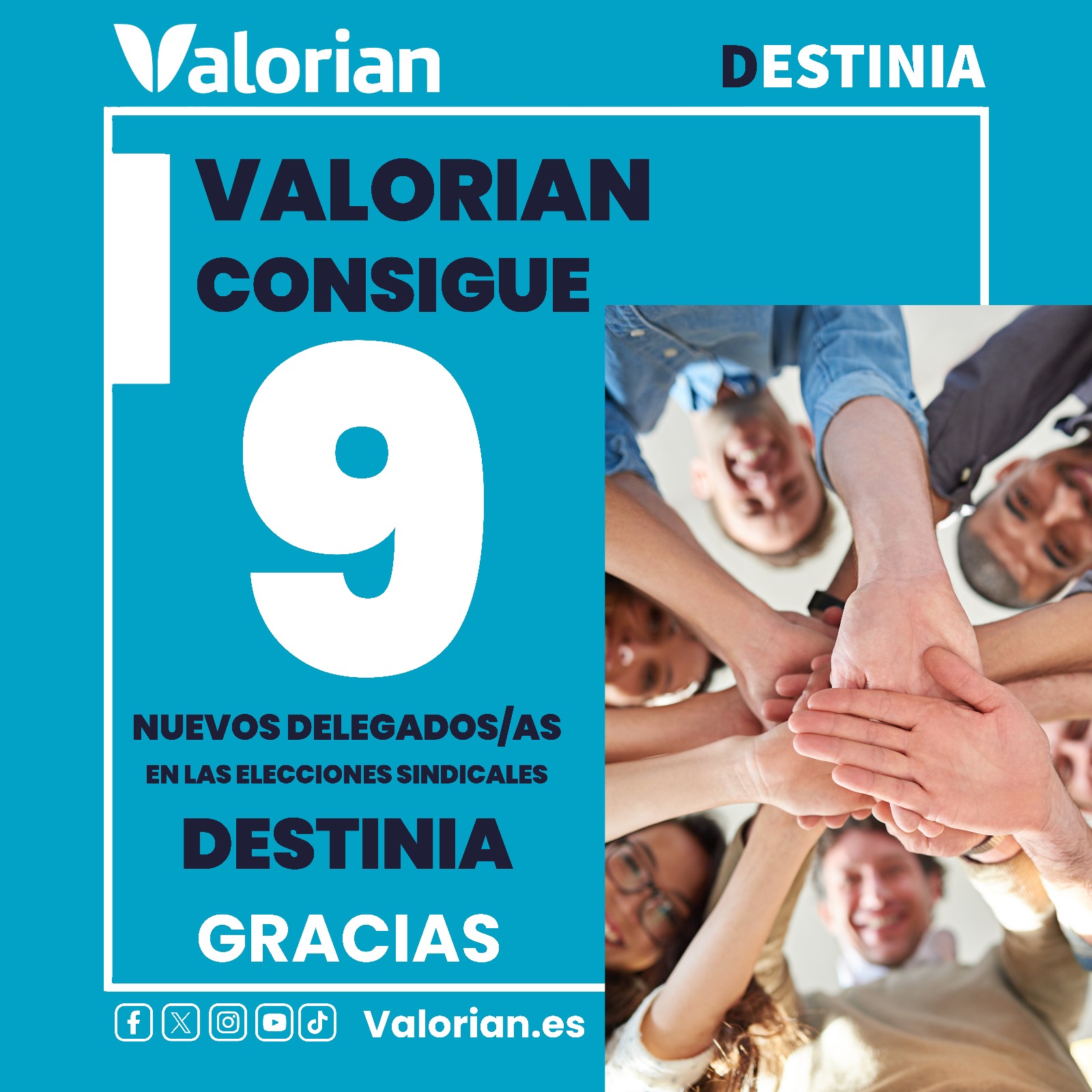 Valorian obtiene los 9 delegados en las EESS de Destinia en Madrid