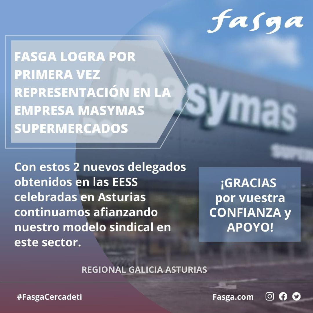 Fasga logra por primera vez representación en la empresa Masymas Supermercados
