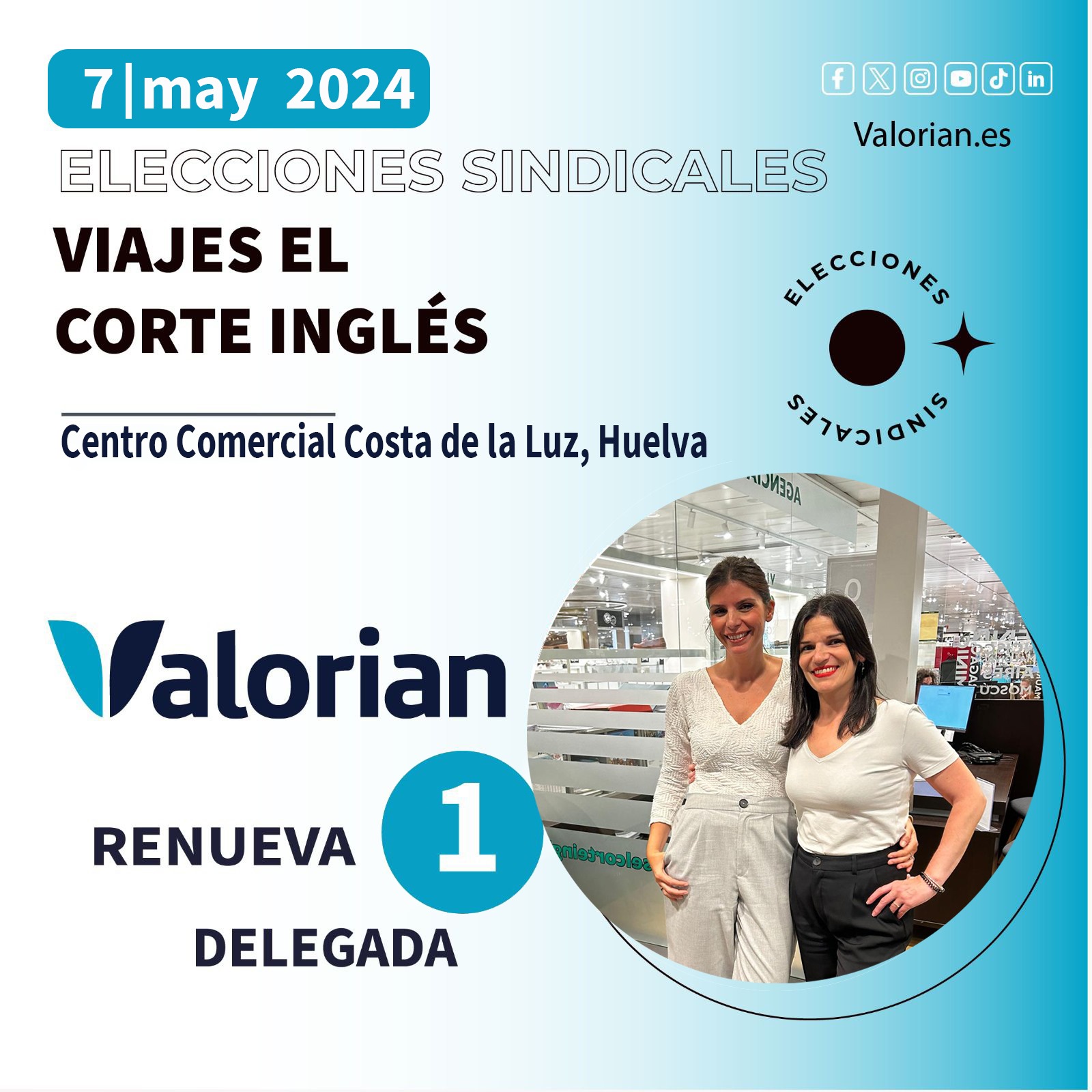 Valorian renueva una delegada en las EESS de VECISA en Centro Comercial Costa de la Luz en Huelva