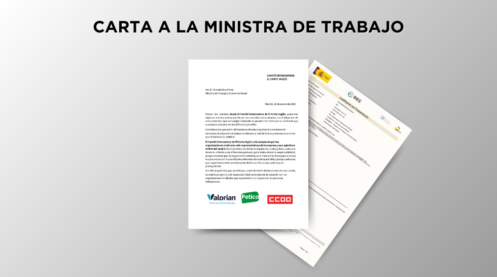 Carta a la Ministra de Trabajo, Yolanda Díaz