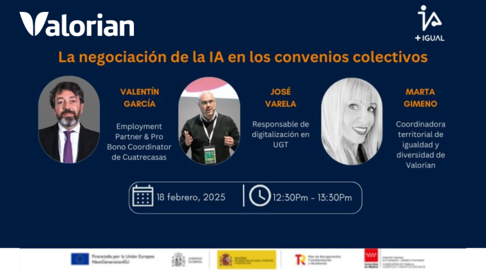 Valorian participa en el webinar «La negociación de la #IA en los convenios colectivos», organizado por Campus IA+Igual